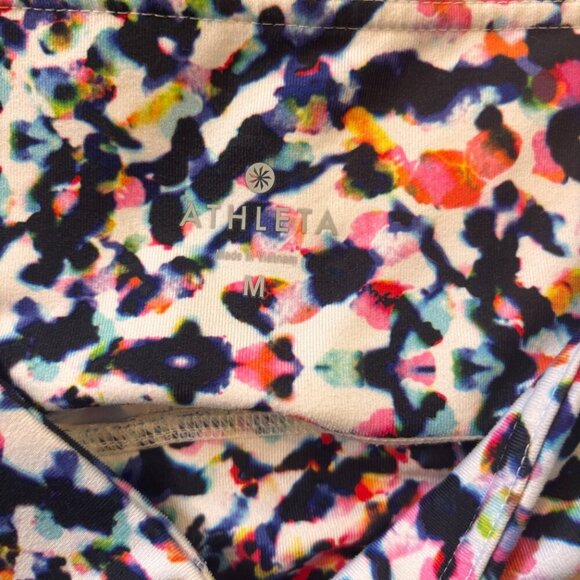 Athleta High Rise Multicolor Watercolor Chaturanga Capri Pants Size Medium - Picture 3 of 5